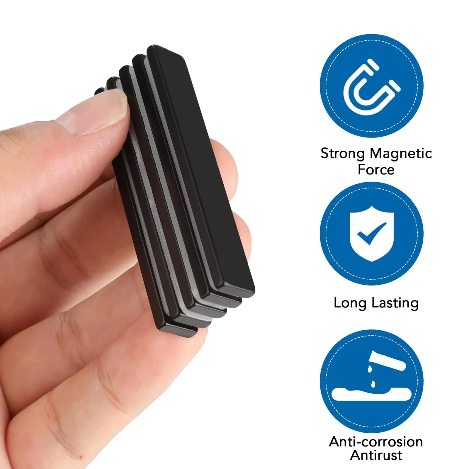 TRYMAG Strong Neodymium Bar Magnets with Adhesive Backing, 50 Pack, 60x10x3 mm | Powerful Rare Earth Magnets for Industrial & DIY Use - view 4