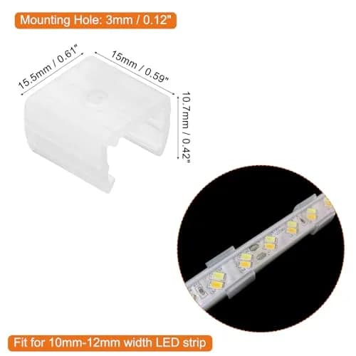 MECCANIXITY Waterproof LED Strip Mounting Clips Fit 10-12mm Strip | Translucent Polypropylene, 50pcs thumbnail 2