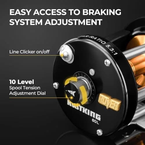 KastKing Rover Round Baitcasting Reel, 50 Size, Left, Black | Power & Durability for Freshwater & Saltwater thumbnail 8