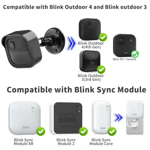 Pefecon Blink Outdoor Camera Mount, 2-Pack Black | 360° Swivel & 90° Tilt for Blink Outdoor 4/2K+/3rd Gen thumbnail 2