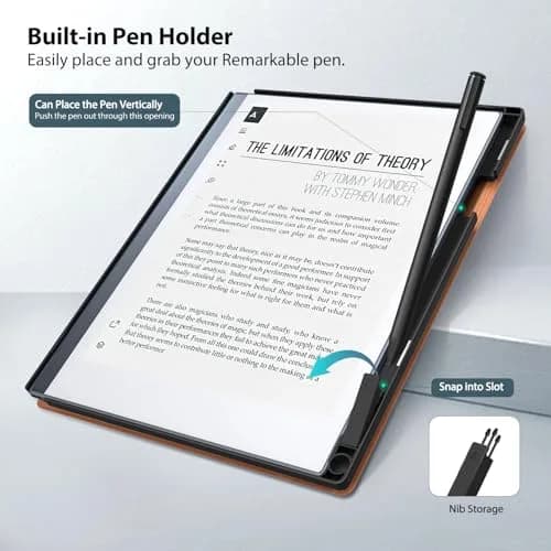 TiMOVO Case for Remarkable 2 10.3" 2020 with Pen Slot, Brown | Lightweight Hard Back Shell Protective Folio Cover thumbnail 3