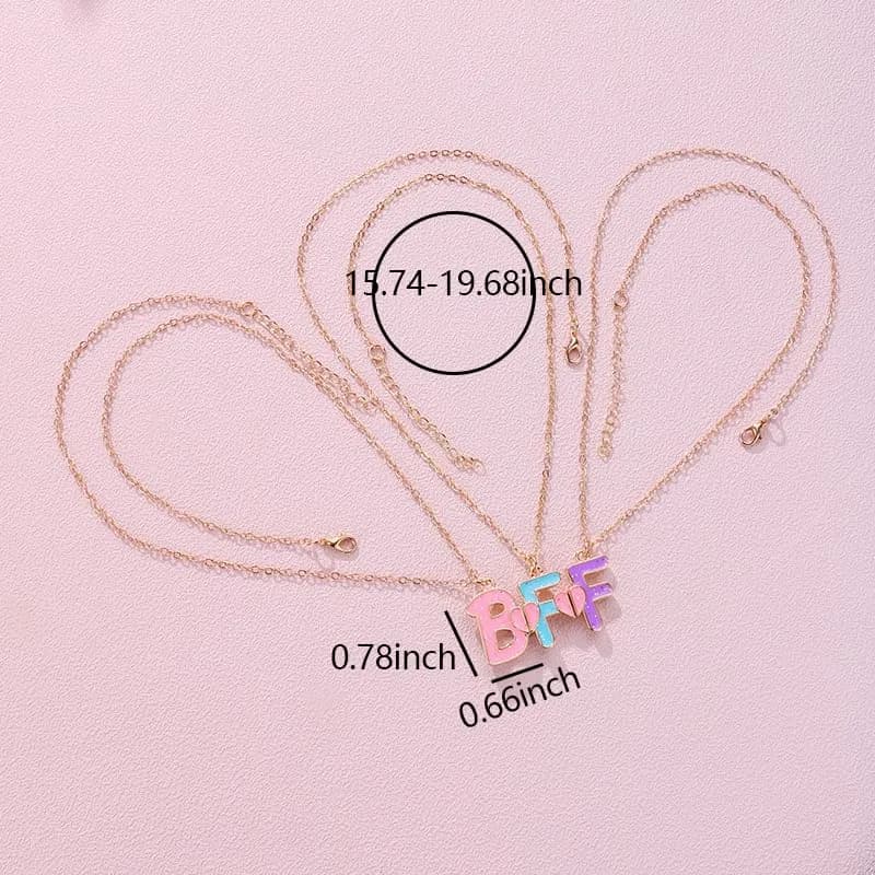 Ancnoz Matching BFF Necklaces for 3 Girls | Friendship Pendant Set in Stainless Steel thumbnail 12
