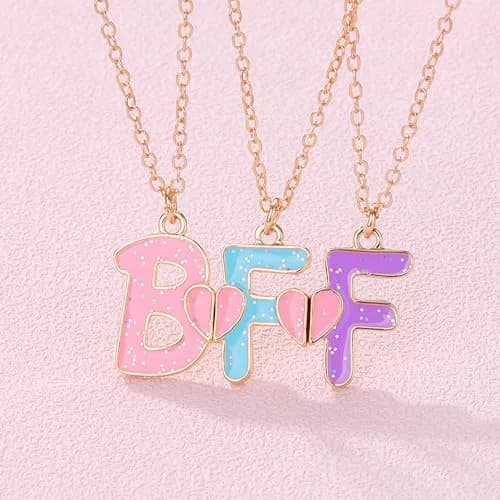 Ancnoz Matching BFF Necklaces for 3 Girls | Friendship Pendant Set in Stainless Steel thumbnail 4
