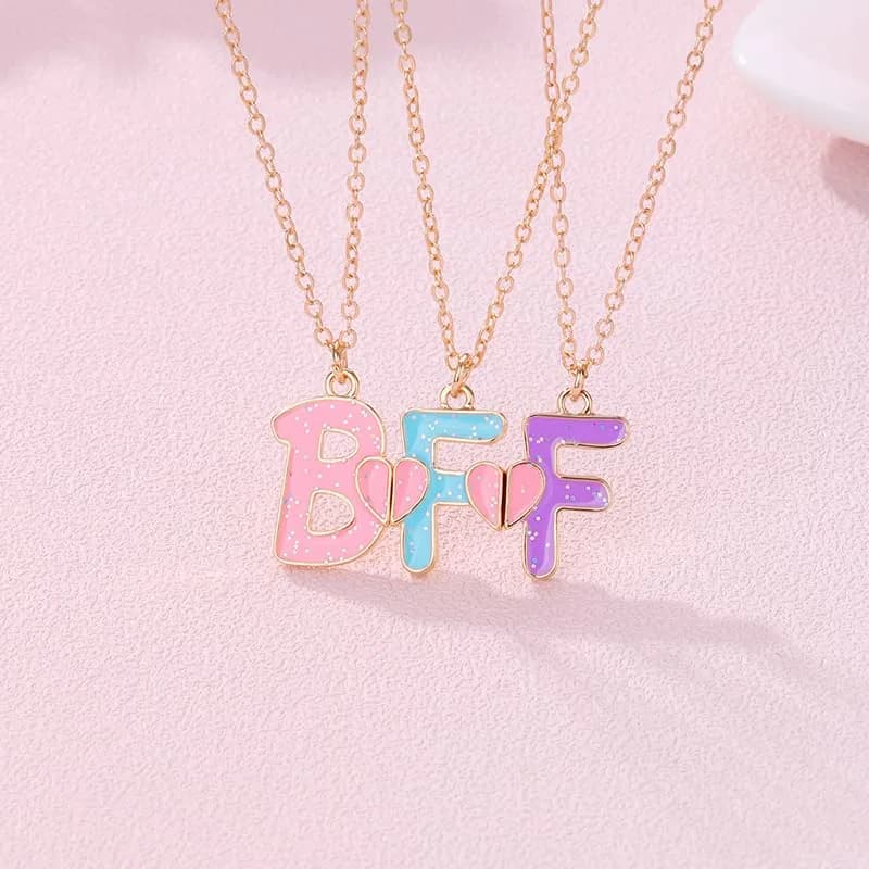 Ancnoz Matching BFF Necklaces for 3 Girls | Friendship Pendant Set in Stainless Steel thumbnail 6