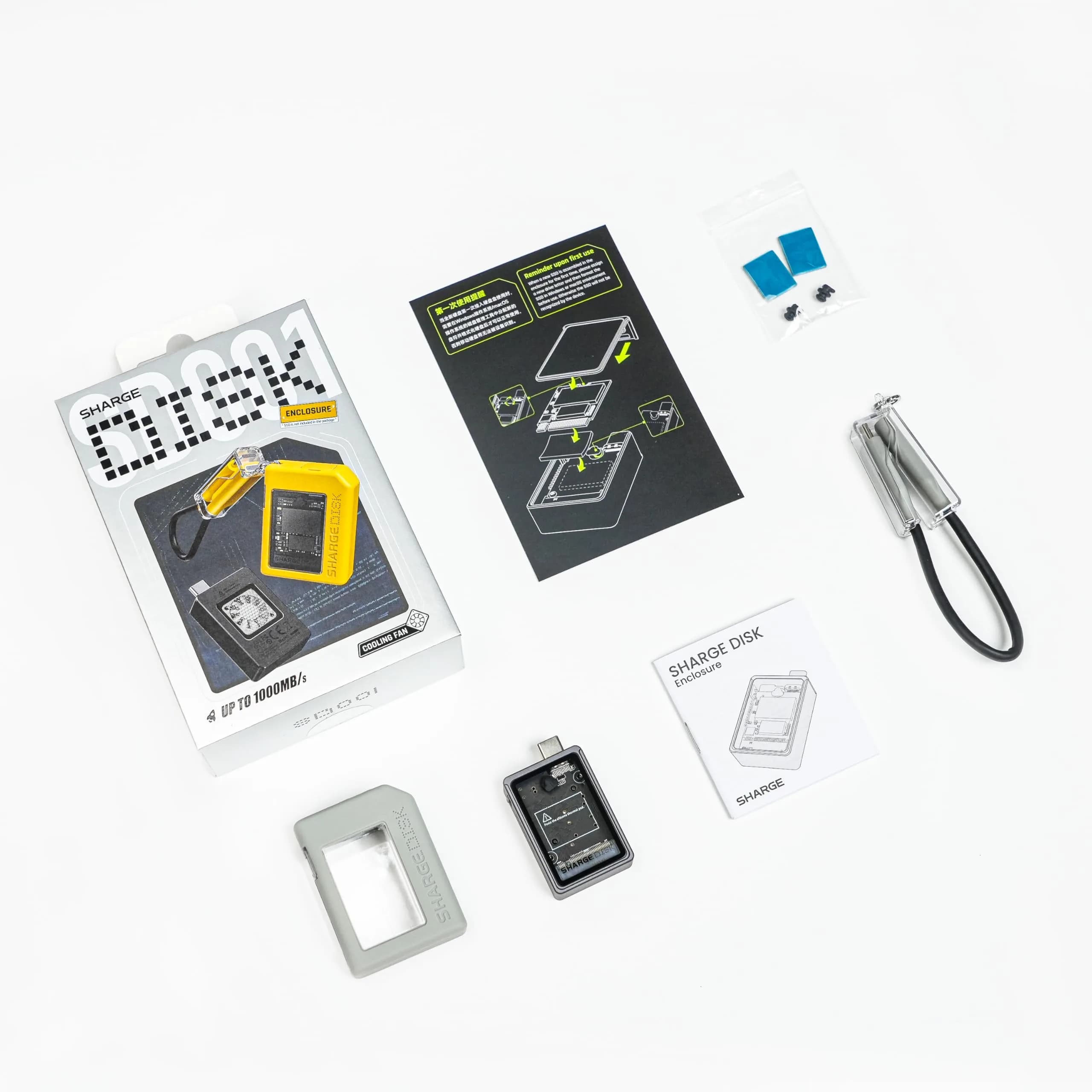 SHARGE Disk M.2 NVMe SSD Enclosure with Active Cooling System, 10Gbps USB C 3.2 Gen2, 2TB Capacity - view 9