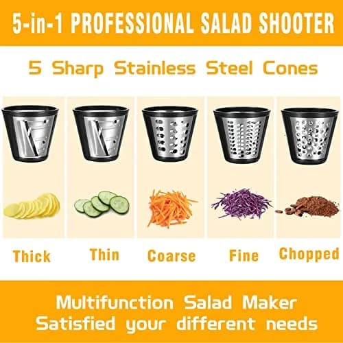 Nictemaw Electric Cheese Grater with 5 Stainless Steel Blades | 150W Kitchen Tool for Cheese, Vegetables & Fruits thumbnail 2