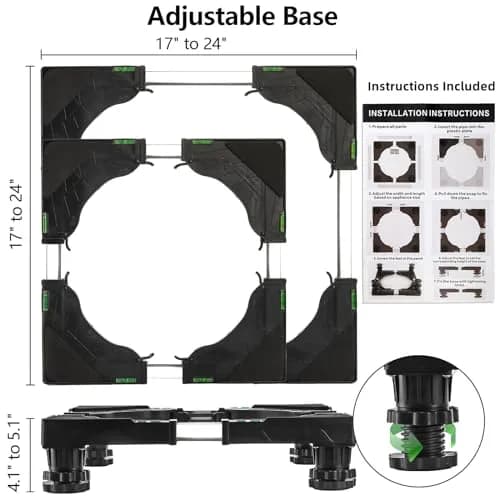 Hacaroa Mini Fridge Stand with 4 Strong Feet | Adjustable Small Appliance Base for Washer & Dryer, Black thumbnail 2