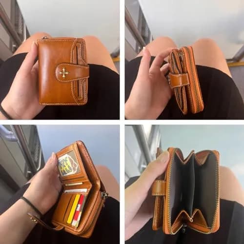 GGOOB Small Wallet for Women Zip Bifold Brown | Compact & Roomy with Zipper Coin Pocket thumbnail 5
