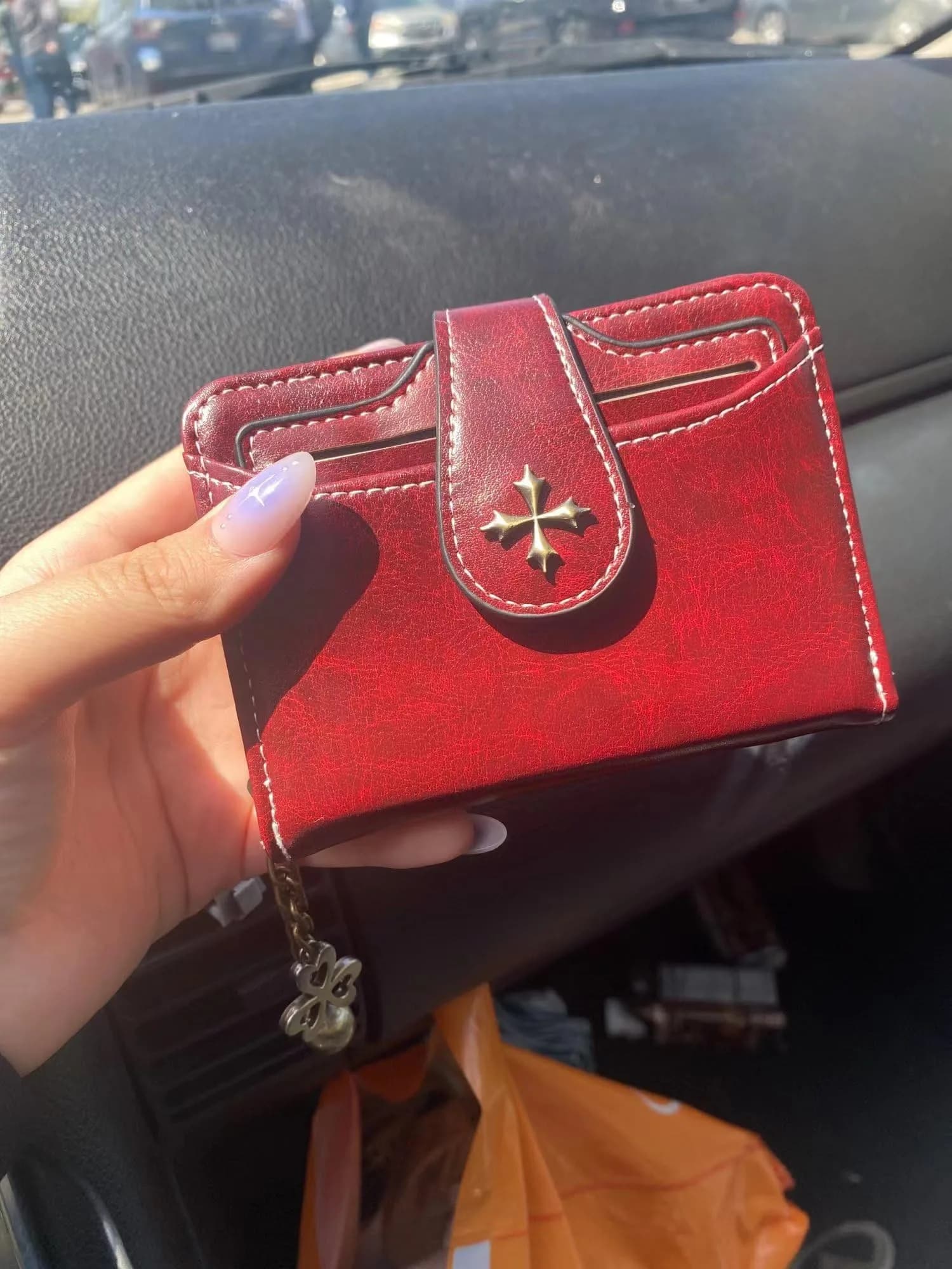 GGOOB Small Wallet for Women Zip Bifold Vintage Wallet Goth Purse Mini Leather Cash Wallets with Zipper Coin Pocket (Red,Small) | Compact & Roomy