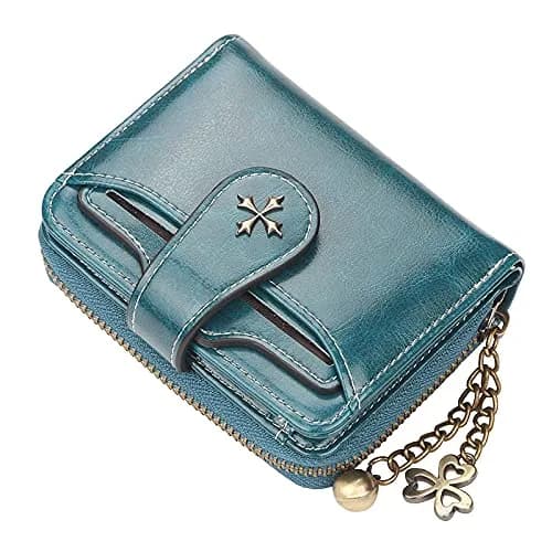 GGOOB Small Wallet for Women Zip Bifold Vintage Wallet Blue | Compact & Roomy — Blue