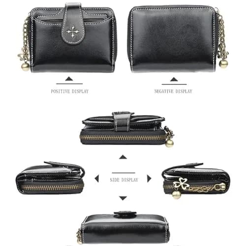 GGOOB Small Wallet for Women Zip Bifold Vintage Wallet Blue | Compact & Roomy thumbnail 7