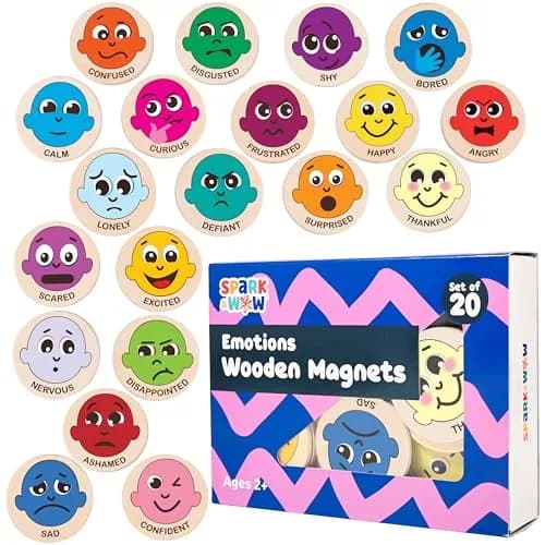 Spark & Wow Wooden Magnets, Emotions, Magnets for Kids 2+ | Social-Emotional Play thumbnail 1