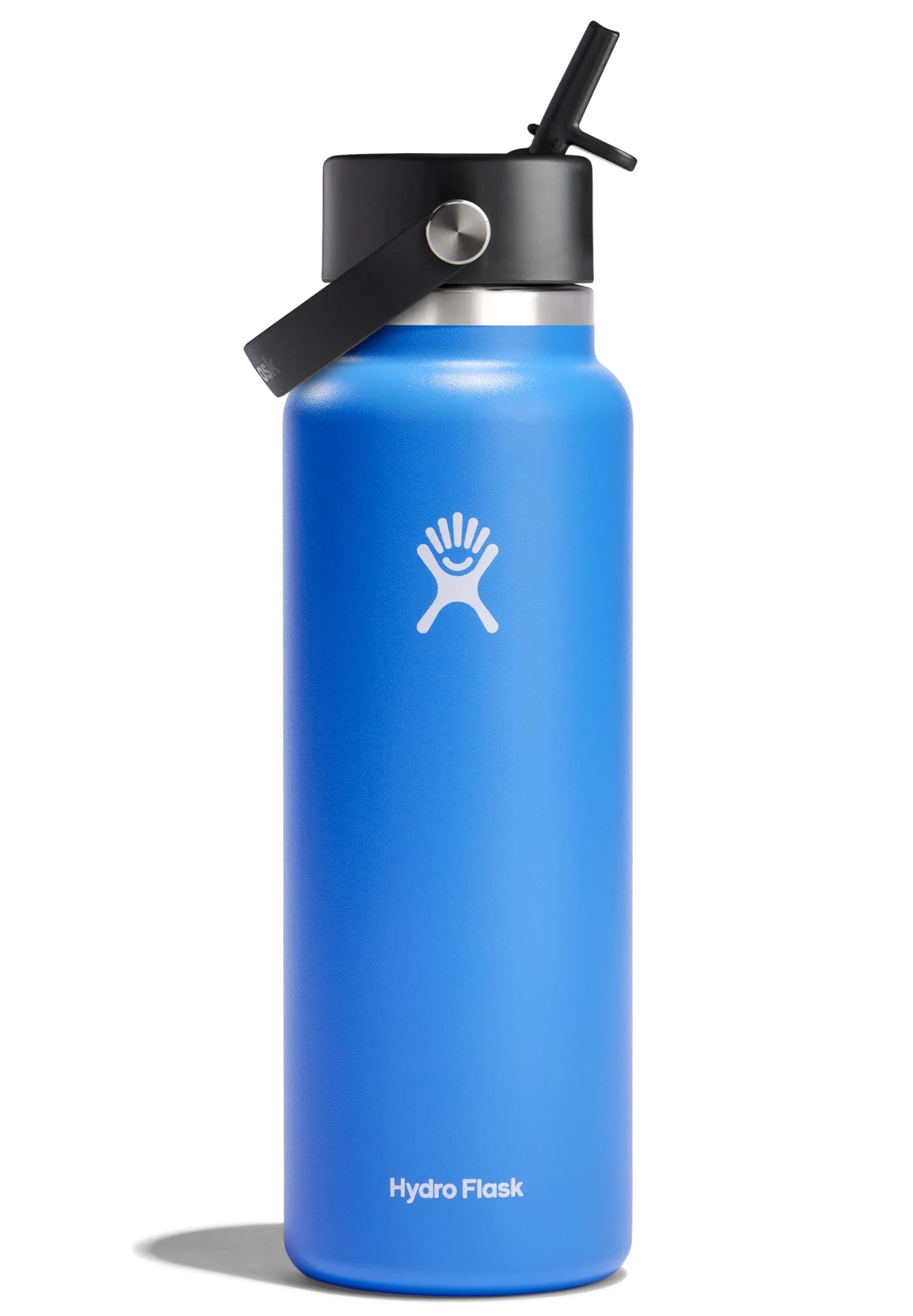 Hydro Flask Water Bottle - Insulated Stainless Steel - Wide Straw Lid, Non Spill, Leakproof in 40 Oz Cascade Blue | Keeps drinks cold 24 hrs — CASCADE