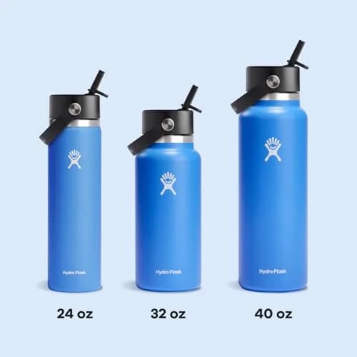 Hydro Flask Water Bottle - Insulated Stainless Steel - Wide Straw Lid, Non Spill, Leakproof in 40 Oz Cascade Blue | Keeps drinks cold 24 hrs thumbnail 8