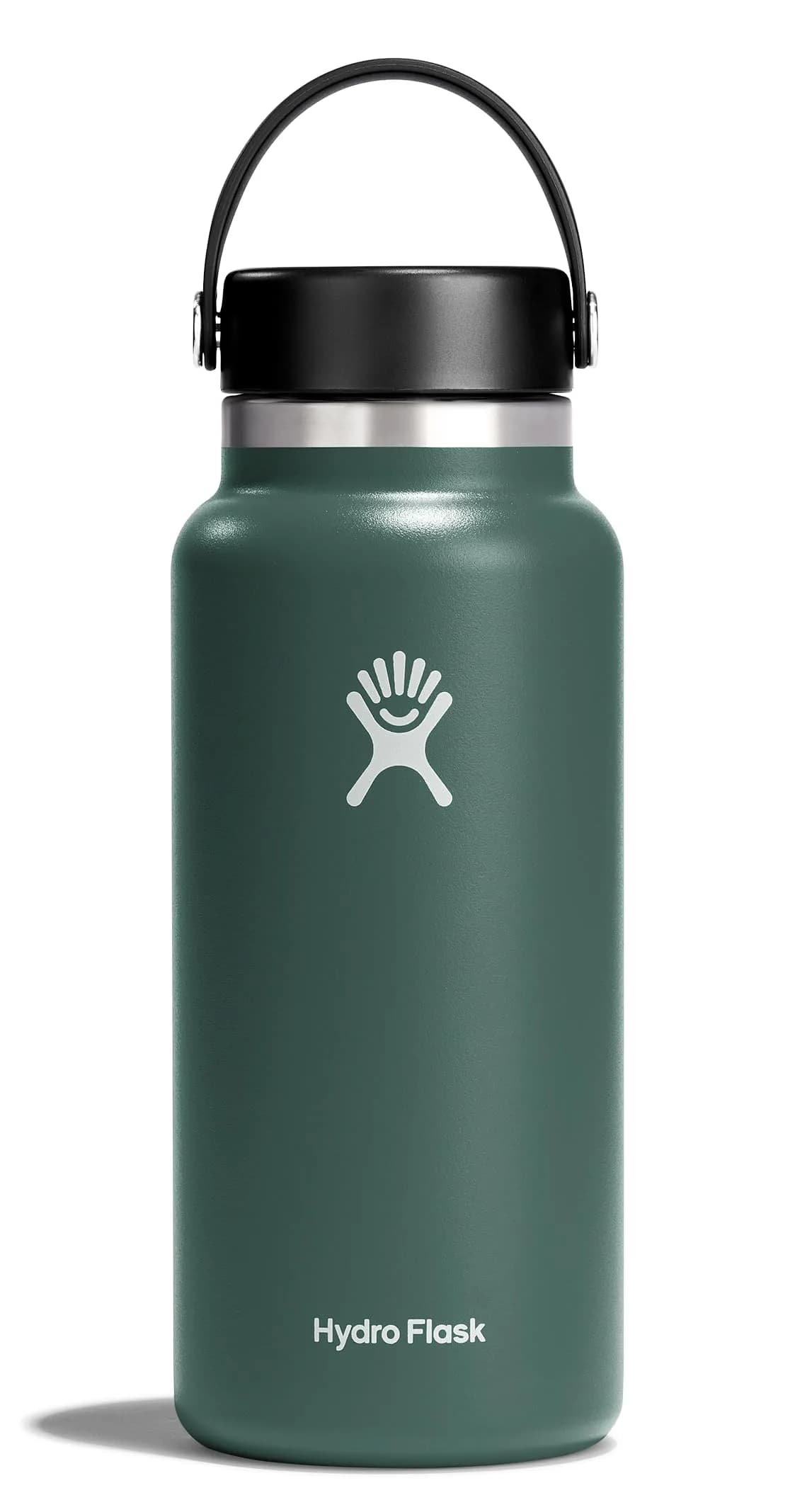 Hydro Flask Wide Mouth Flex Cap Water Bottle 32 Oz (946 ml) | Insulated Stainless Steel, Fir — Fir / 32 Oz