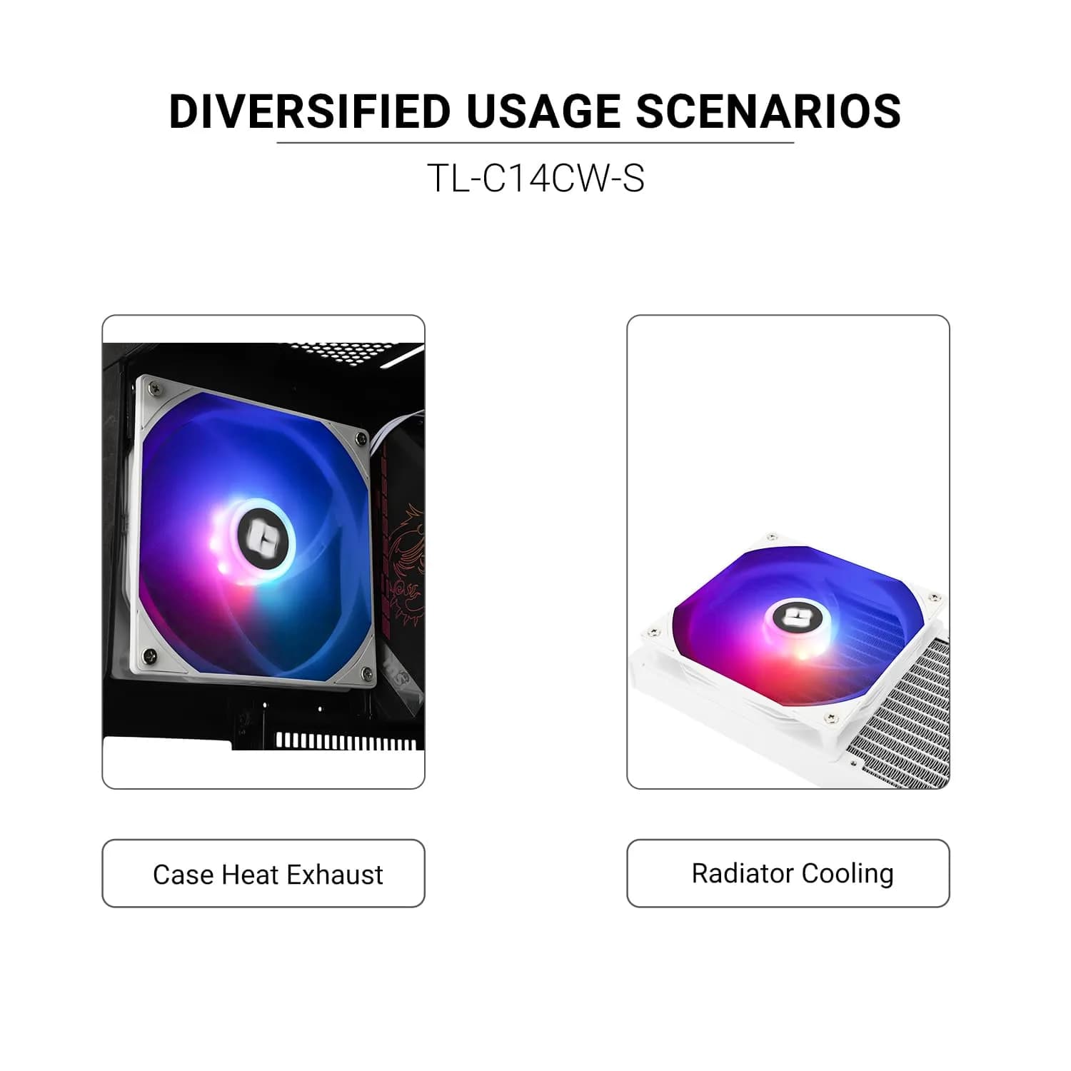 Thermalright TL-C14CW-S 140mm ARGB PWM Fan 1500RPM 75.8CFM | 14.5cm (5.7in) White - view 6