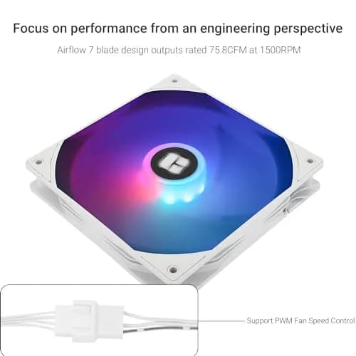 Thermalright TL-C14CW-S 140mm ARGB PWM Fan 1500RPM 75.8CFM | 14.5cm (5.7in) White thumbnail 3