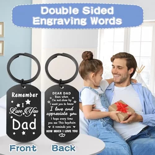 Keniot Father’s Day Gifts Dad Keychain | Double Side Remember I Love You Dad (70-120 chars) thumbnail 2