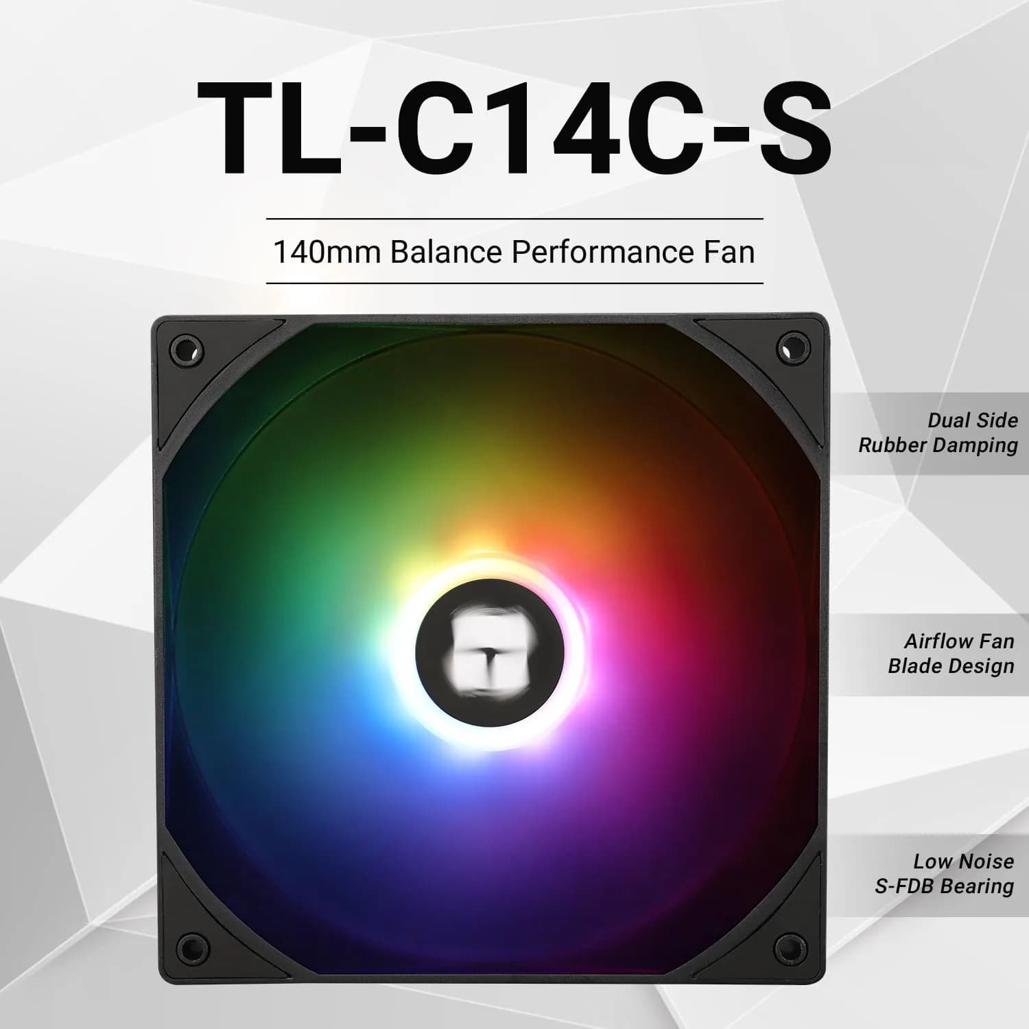 Thermalright TL-C14C-S 140mm PWM Fan with ARGB Lighting | 1500RPM, 75.8 CFM, 26.4 dB(A) - view 2