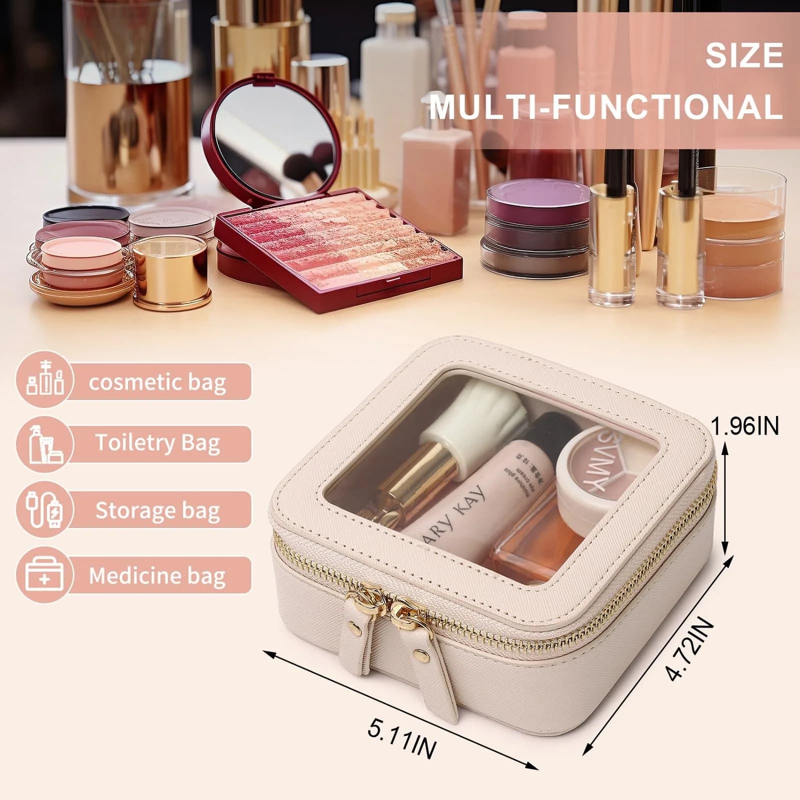 Pinkmik C/Black Large Clear Makeup Bag - TSA Approved Travel Cosmetic Case - view 3