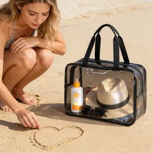 ONEART Gray Clear PVC Travel Toiletry Bag 30cm (11.81 x 5.12 x 8.26 inches) | Waterproof & Stadium Approved thumbnail 5