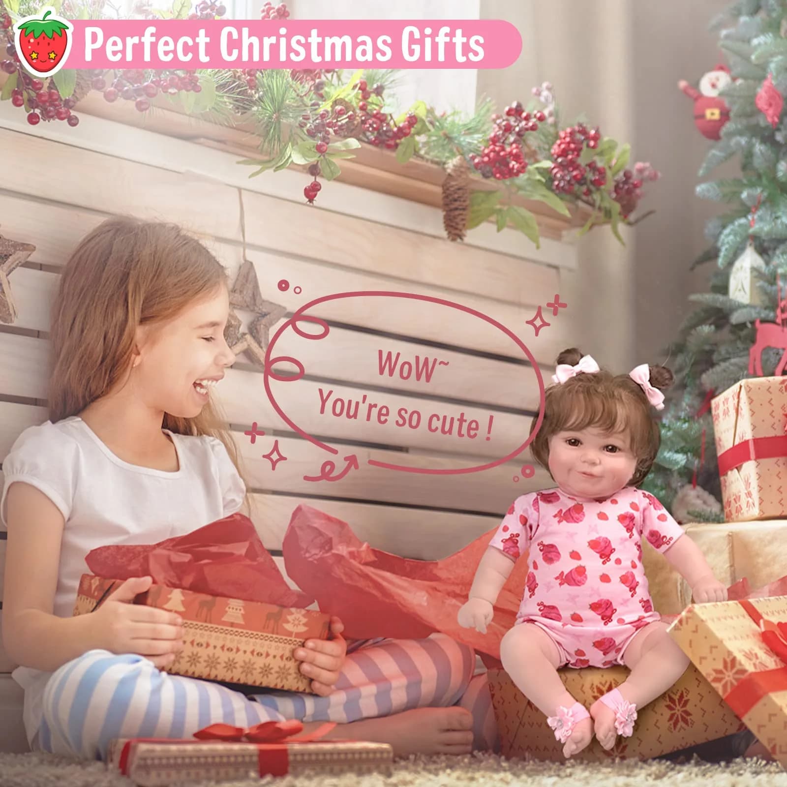 JIZHI 20-inch Reborn Baby Doll, Peach Pink | Realistic Lifelike Baby Girl Doll with Wavy Brown Hair, ASTM F963 & CPC Certified - view 6