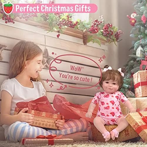JIZHI 20-inch Reborn Baby Doll, Peach Pink | Realistic Lifelike Baby Girl Doll with Wavy Brown Hair, ASTM F963 & CPC Certified thumbnail 6
