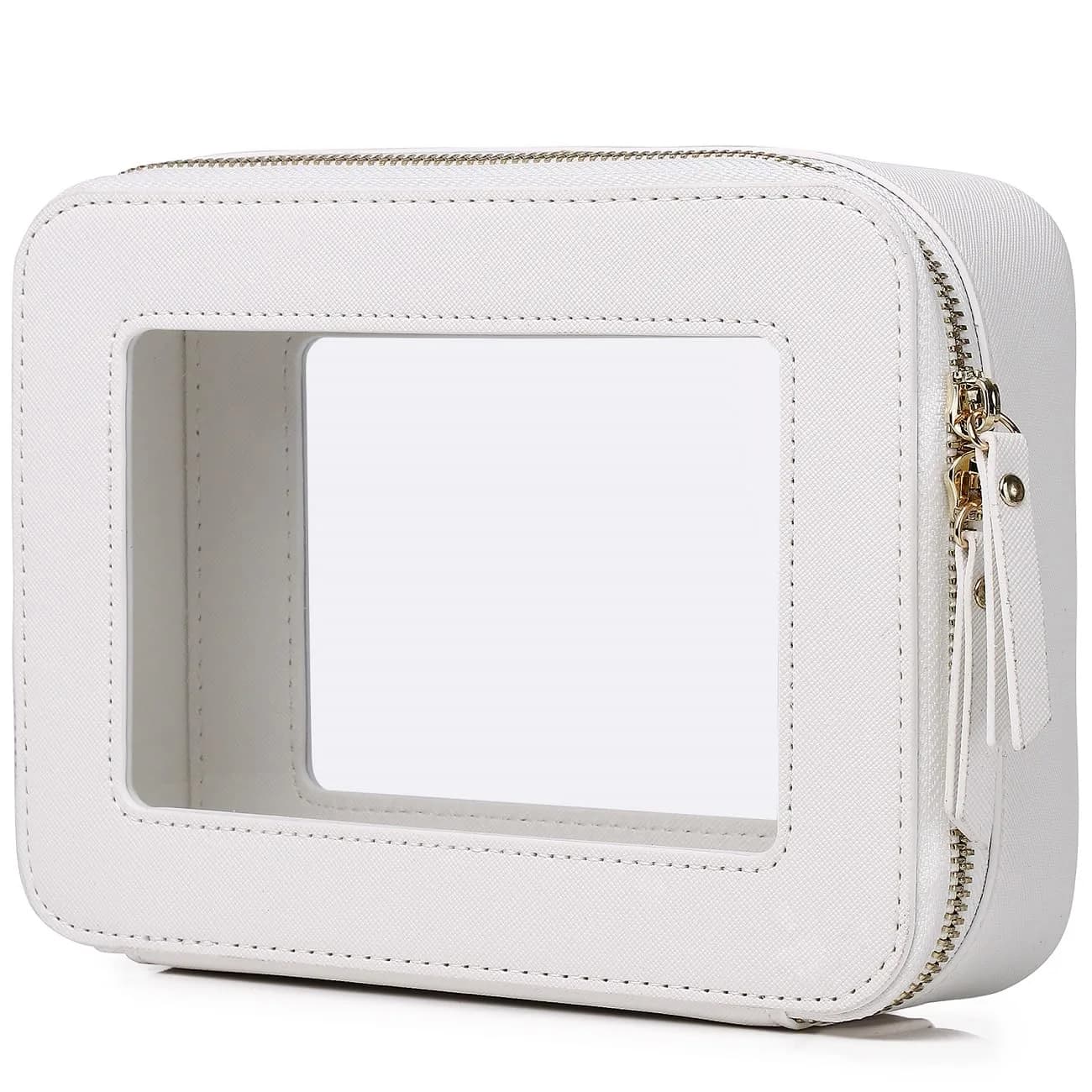 Pinkmik D/White Clear Makeup Bag - Medium Size | TSA Approved Travel Cosmetic Case - main product image