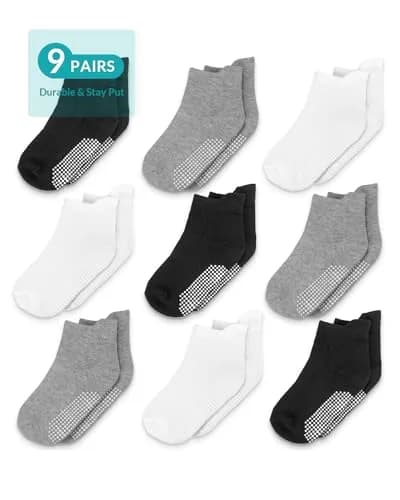 Infinno Baby Non Slip Ankle Socks with Grips, 9 Pairs | Toddler & Kids Grip Socks for Safety & Style thumbnail 8