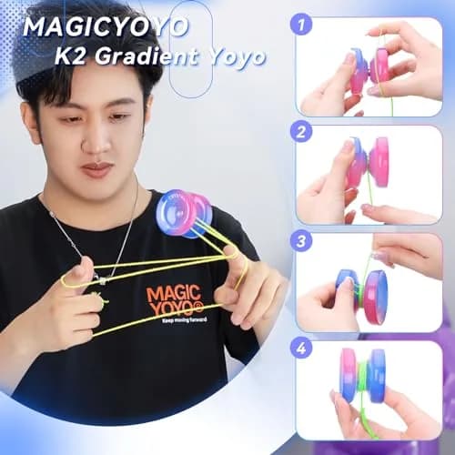 MAGICYOYO K2 Crystal Responsive Yoyo for Kids 8-12, Beginner Yo-yo with Dual Modes & Accessories (Blue Pink Gradient) thumbnail 7