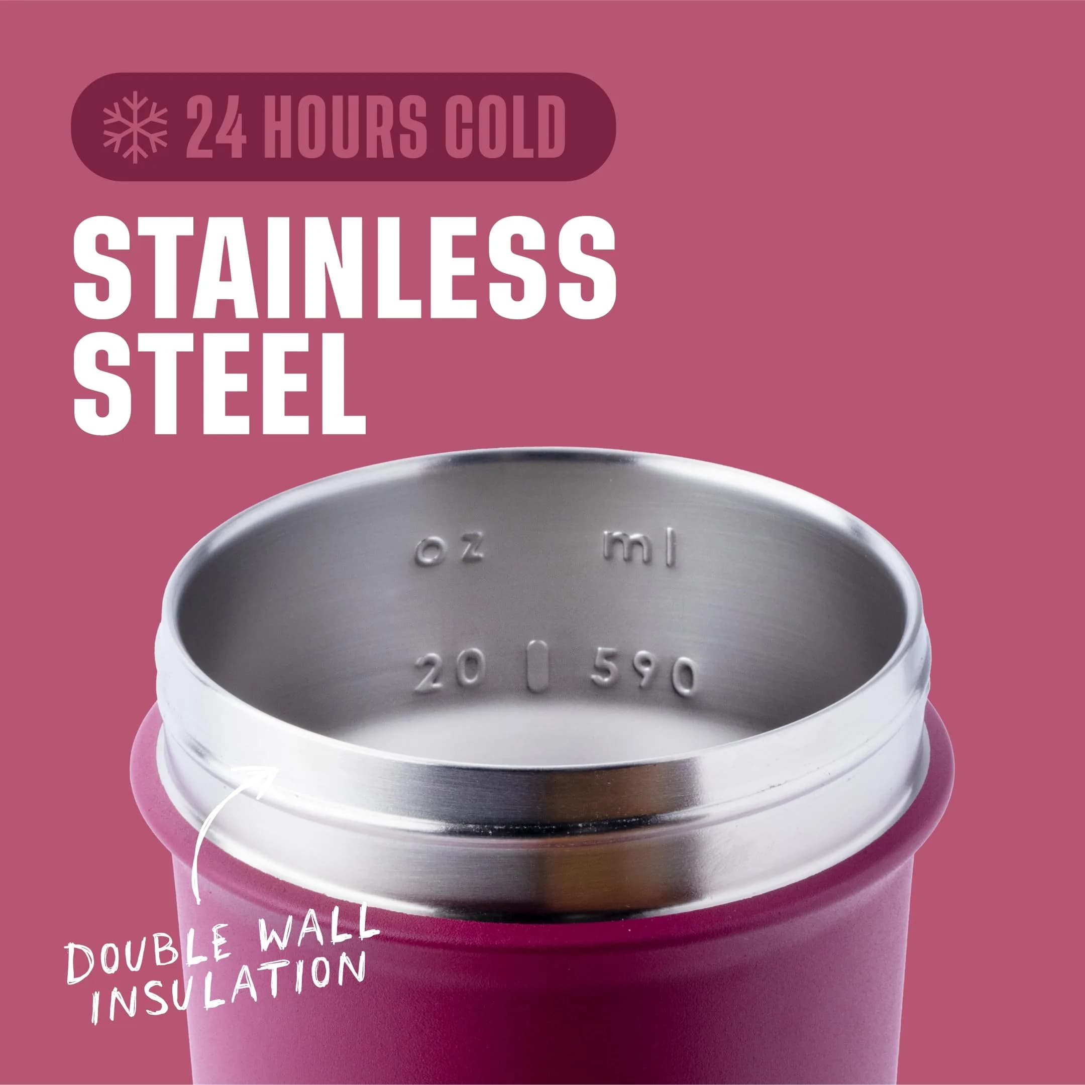 BlenderBottle Sport Sleek Stainless Steel Shaker Bottle 739ml (25 oz) | Double-Wall Insulated for 24 Hours Cold - view 3