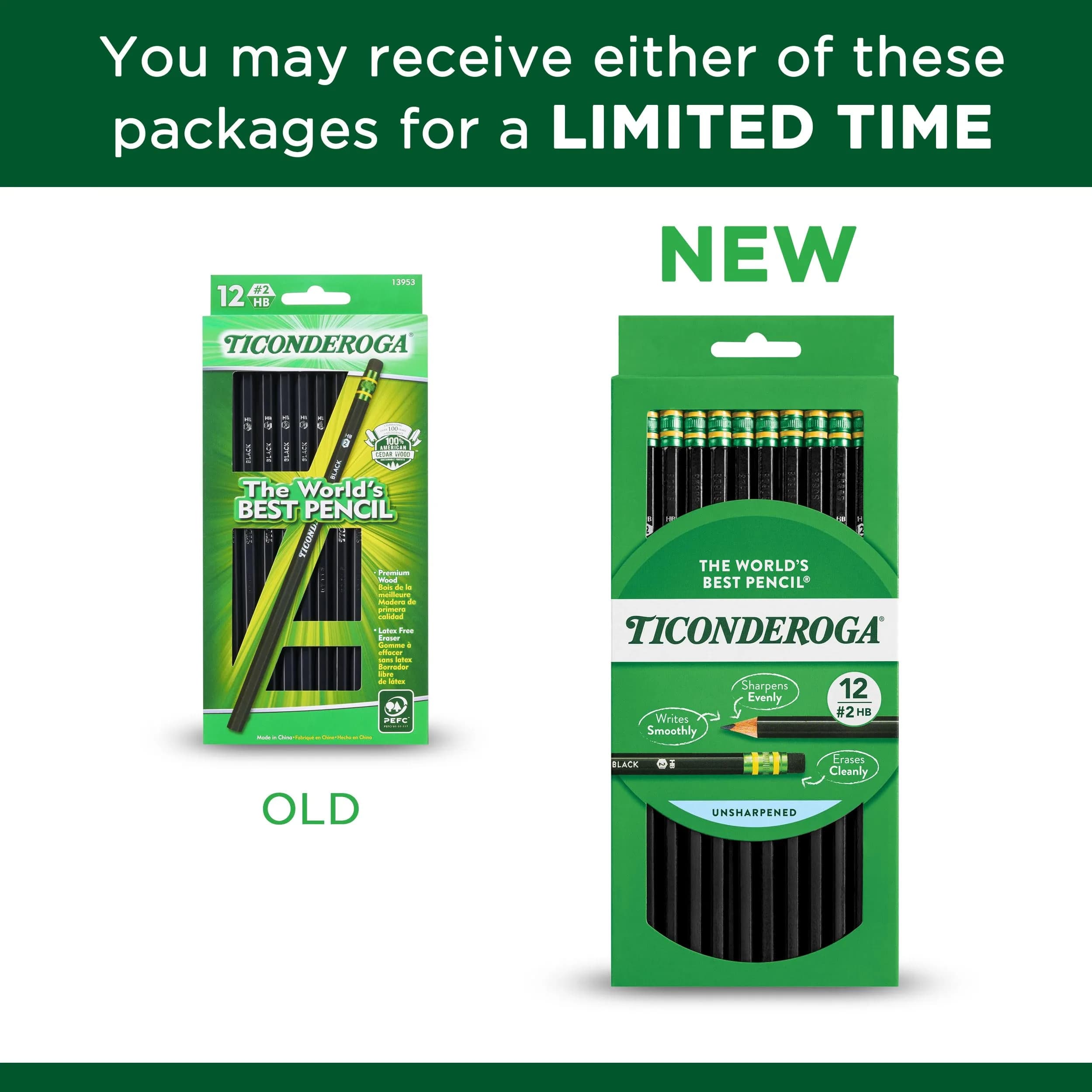 Ticonderoga #2 HB Soft Black Wood-Cased Pencils, Pack of 6 (72 Count Total) - view 2