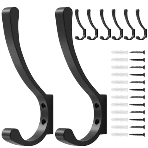 saffruff Heavy Duty Wall Mounted Coat Hooks 8 Pack | Supports 30 lbs, Rustproof Aluminum, Easy Install thumbnail 1
