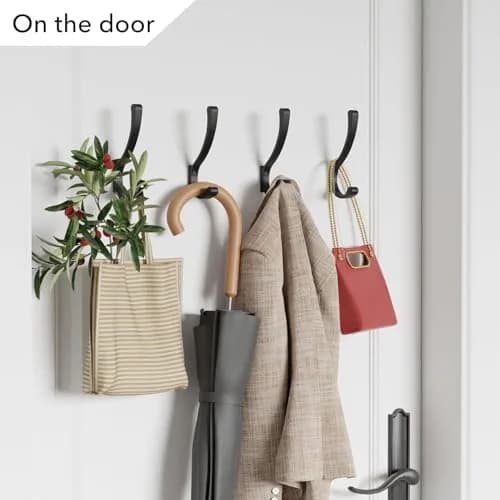 saffruff Heavy Duty Wall Mounted Coat Hooks 8 Pack | Supports 30 lbs, Rustproof Aluminum, Easy Install thumbnail 6