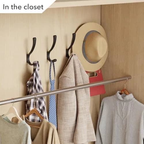 saffruff Heavy Duty Wall Mounted Coat Hooks 8 Pack | Supports 30 lbs, Rustproof Aluminum, Easy Install thumbnail 7