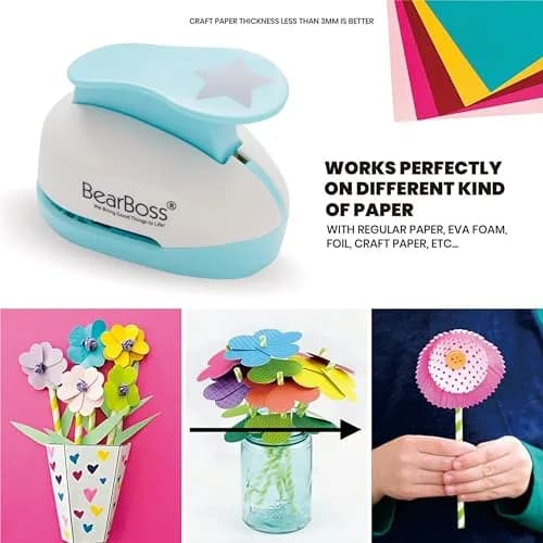 BearBoss Star Paper Punch 2 Inch | Handmade Scrapbook Paper Puncher for Card Making & DIY Crafts thumbnail 4