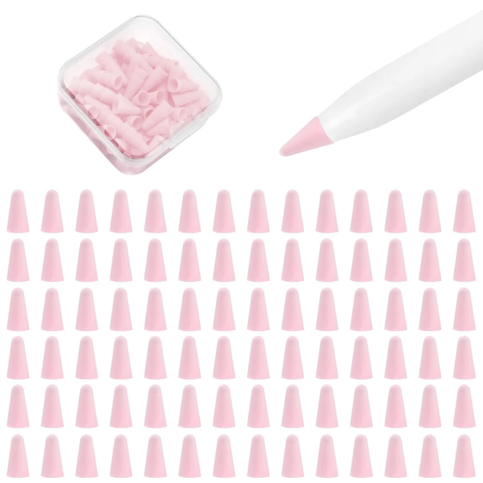YBSUCLD Silicone Pencil Nib Sleeves for Apple Pencil 1/2/Pro/USB-C, 100pcs Green | Protects Screen & Extends Tip Life — Pink