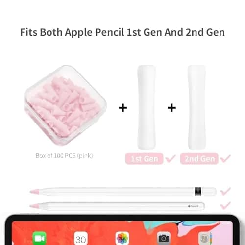 YBSUCLD Silicone Pencil Nib Sleeves for Apple Pencil 1/2/Pro/USB-C, Pink (100 Count) thumbnail 2