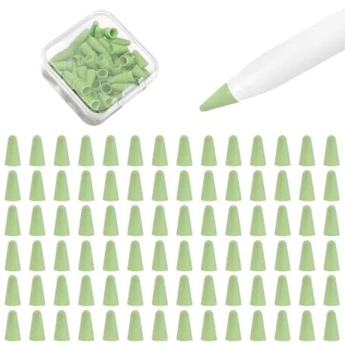 YBSUCLD Silicone Pencil Nib Sleeves for Apple Pencil 1/2/Pro/USB-C, 100pcs Green | Protects Screen & Extends Tip Life thumbnail 1