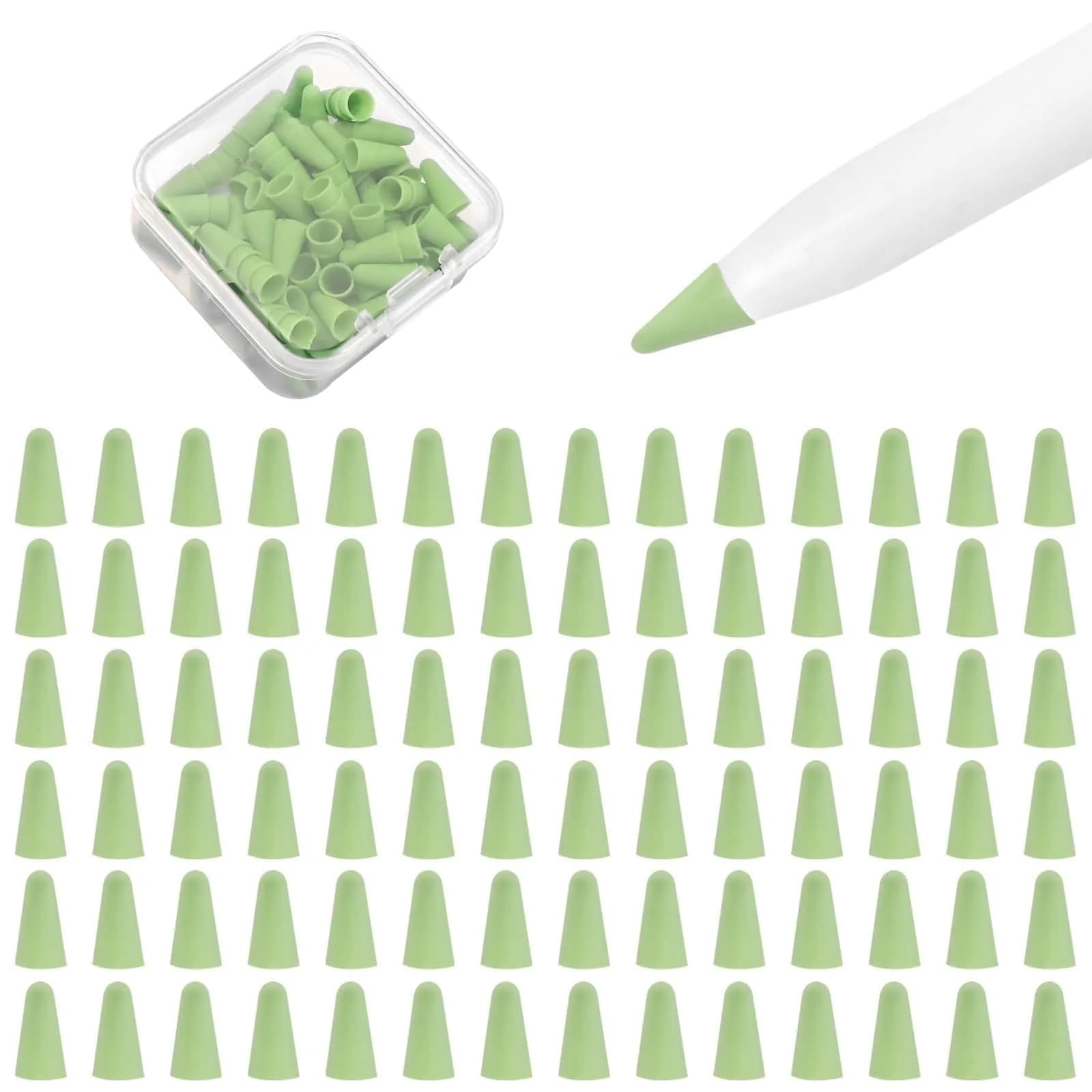 YBSUCLD Silicone Pencil Nib Sleeves for Apple Pencil 1/2/Pro/USB-C, 100pcs Green | Protects Screen & Extends Tip Life — Green
