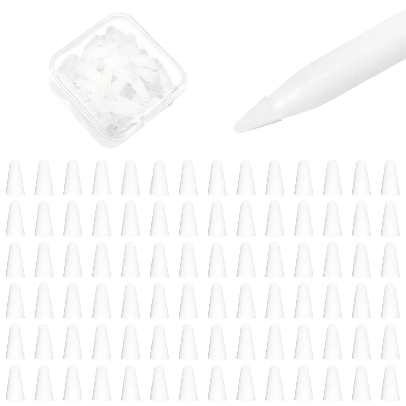 YBSUCLD Silicone Pencil Nib Sleeves for Apple Pencil 1/2/Pro/USB-C, 100pcs (20g) | Protects Screen & Extends Tip Life