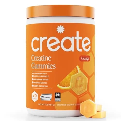 Create Creatine Monohydrate Gummies Orange 90 Count (270g) | Vegan, Gluten-Free, Non-GMO Formula for Muscle Growth & Focus thumbnail 1