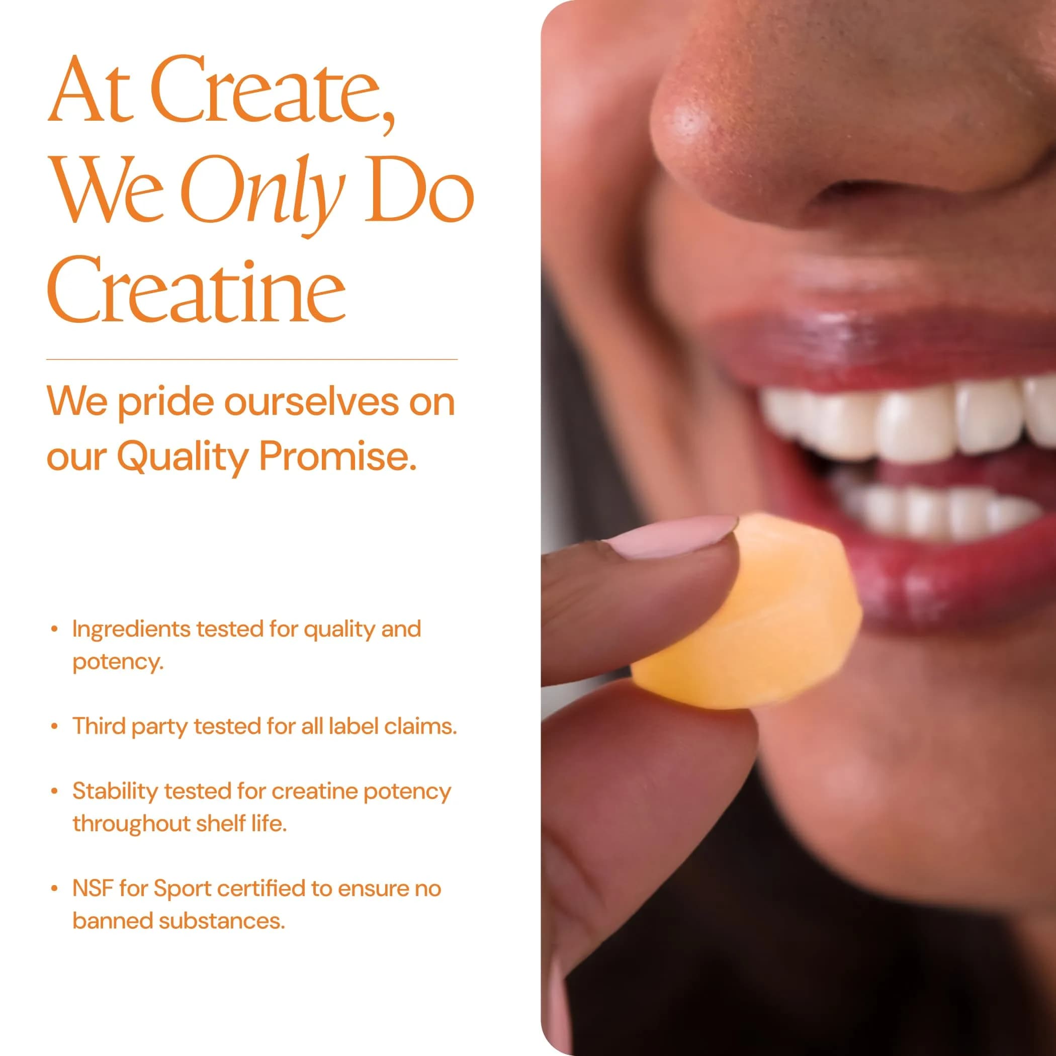 Create Creatine Monohydrate Gummies Orange 90 Count (270g) | Vegan, Gluten-Free, Non-GMO Formula for Muscle Growth & Focus - view 5