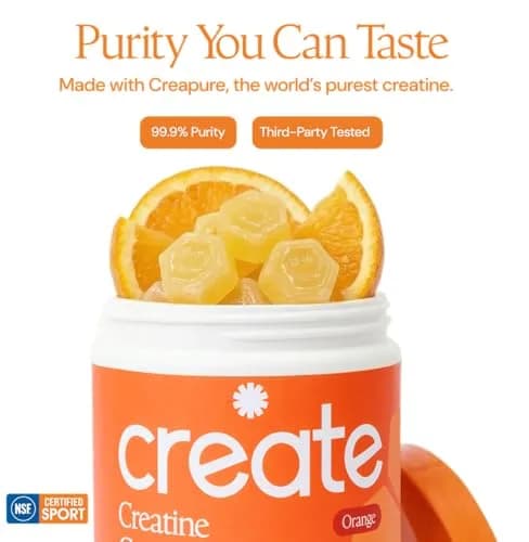 Create Creatine Monohydrate Gummies Orange 90 Count (270g) | Vegan, Gluten-Free, Non-GMO Formula for Muscle Growth & Focus thumbnail 7