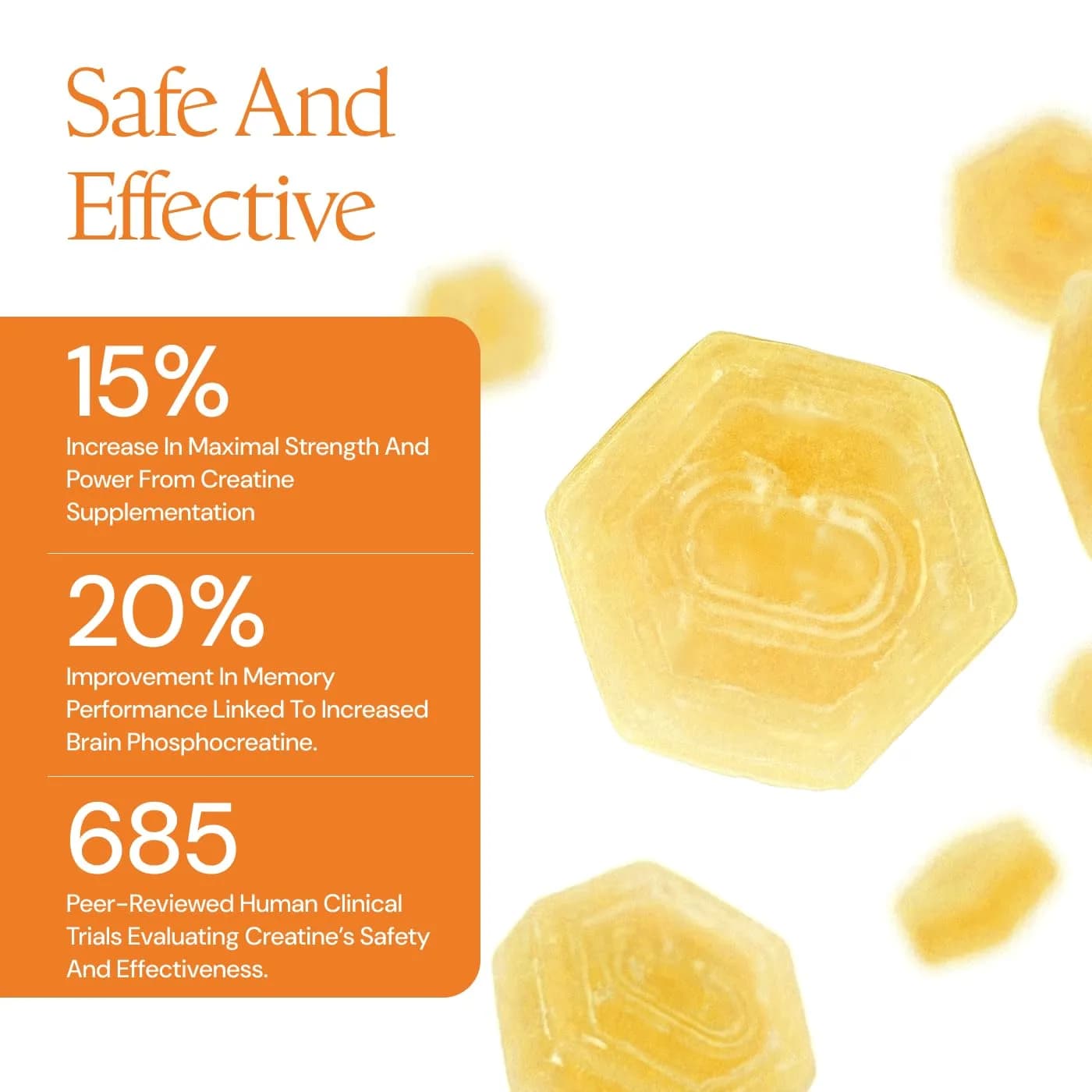 Create Creatine Monohydrate Gummies Orange 90 Count (270g) | Vegan, Gluten-Free, Non-GMO Formula for Muscle Growth & Focus - view 8