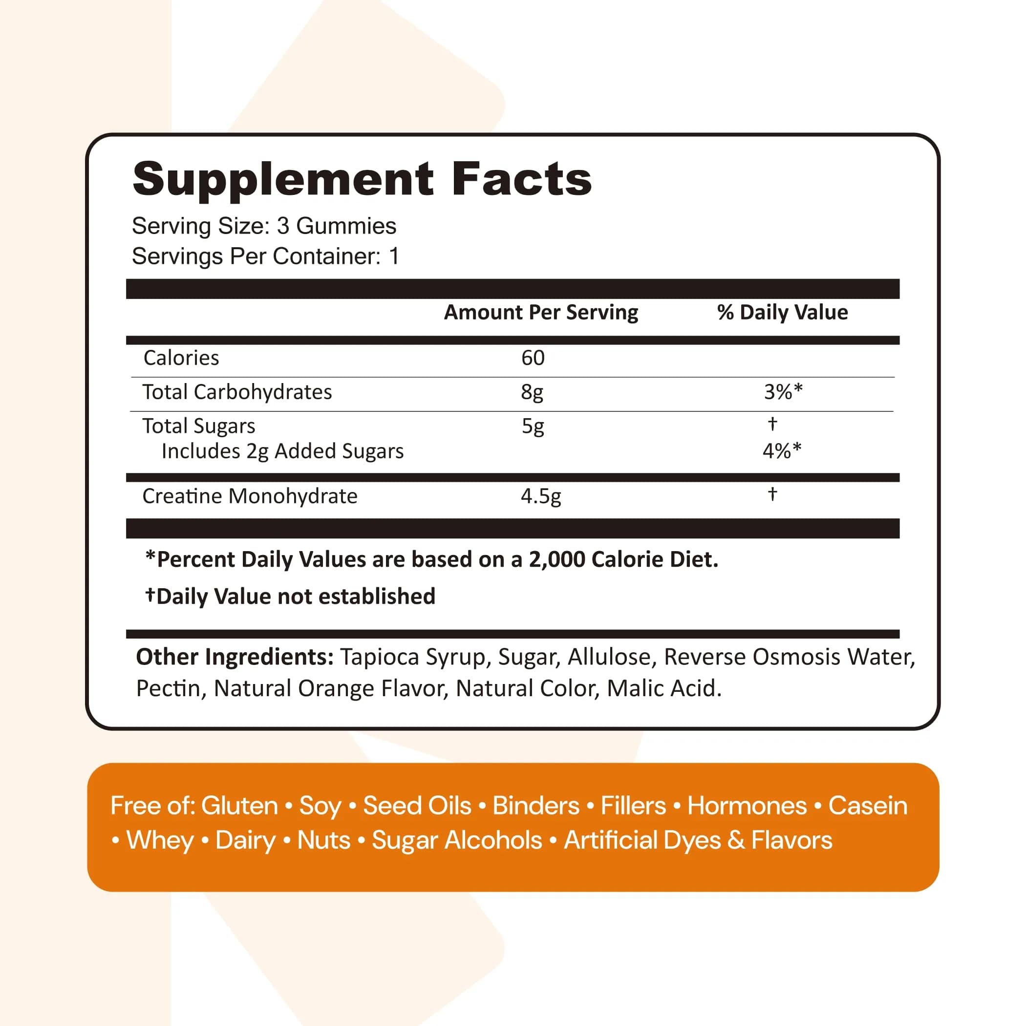Create Creatine Monohydrate Gummies Orange 90 Count (270g) | Vegan, Gluten-Free, Non-GMO Formula for Muscle Growth & Focus - view 9