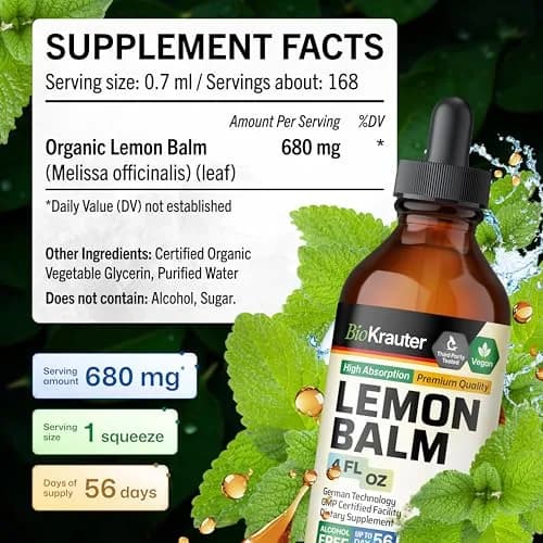 BIO KRAUTER Lemon Balm Tincture 118ml (4 Fl Oz) | Vegan Sleep Support Drops thumbnail 4