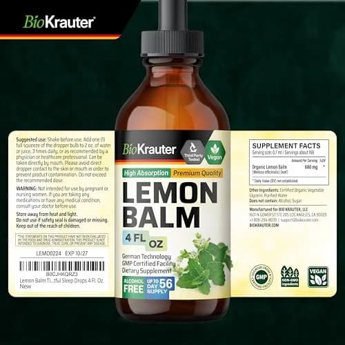 BIO KRAUTER Lemon Balm Tincture 118ml (4 Fl Oz) | Vegan Sleep Support Drops thumbnail 9