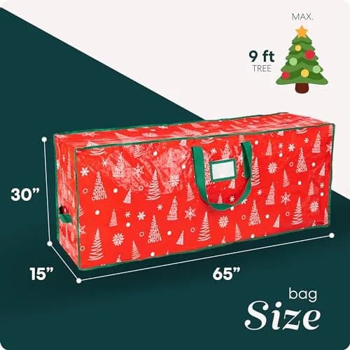 Handy Laundry Christmas Tree Storage Bag for 9ft Artificial Trees | Red Printed, Durable & Waterproof thumbnail 2
