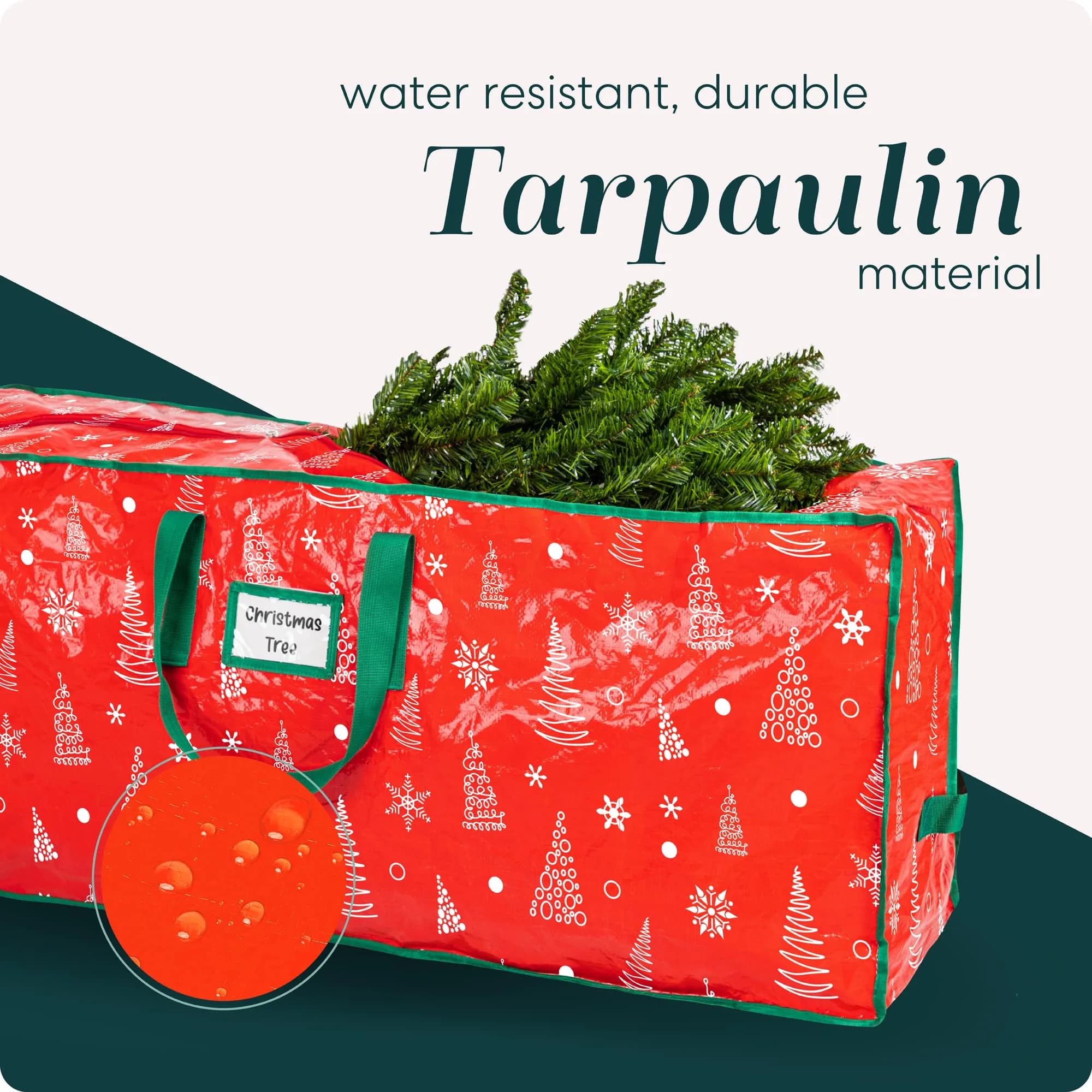 Handy Laundry Christmas Tree Storage Bag for 9ft Artificial Trees | Red Printed, Durable & Waterproof - view 3